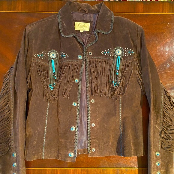 Scully Jackets & Coats Scully Fringe And Beaded Boar Suede Leather